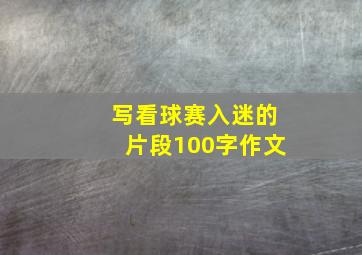 写看球赛入迷的片段100字作文