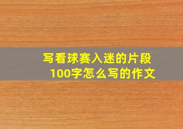 写看球赛入迷的片段100字怎么写的作文