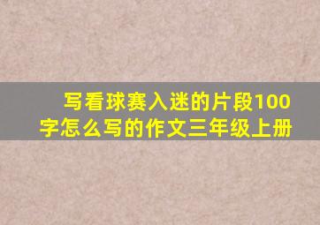 写看球赛入迷的片段100字怎么写的作文三年级上册