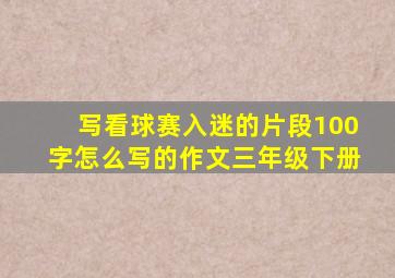 写看球赛入迷的片段100字怎么写的作文三年级下册