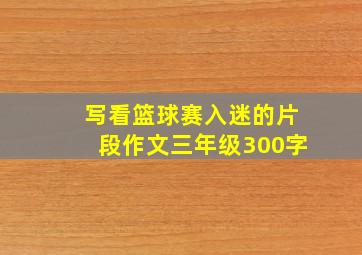 写看篮球赛入迷的片段作文三年级300字