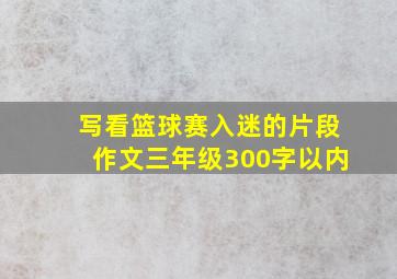 写看篮球赛入迷的片段作文三年级300字以内