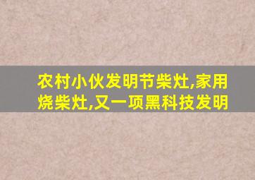 农村小伙发明节柴灶,家用烧柴灶,又一项黑科技发明