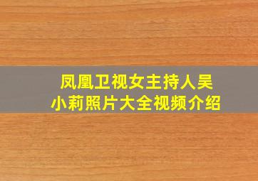 凤凰卫视女主持人吴小莉照片大全视频介绍