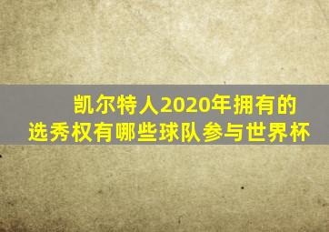 凯尔特人2020年拥有的选秀权有哪些球队参与世界杯