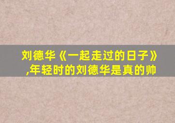 刘德华《一起走过的日子》,年轻时的刘德华是真的帅