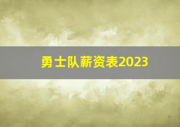 勇士队薪资表2023