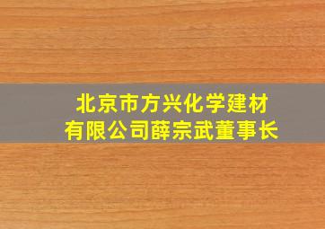 北京市方兴化学建材有限公司薛宗武董事长