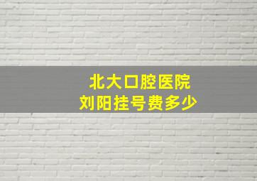 北大口腔医院刘阳挂号费多少