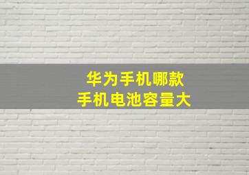 华为手机哪款手机电池容量大