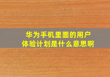 华为手机里面的用户体验计划是什么意思啊