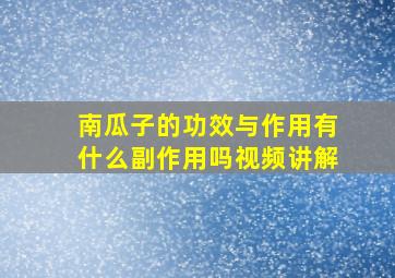 南瓜子的功效与作用有什么副作用吗视频讲解