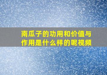 南瓜子的功用和价值与作用是什么样的呢视频