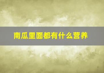 南瓜里面都有什么营养