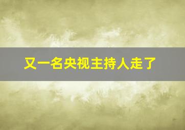 又一名央视主持人走了