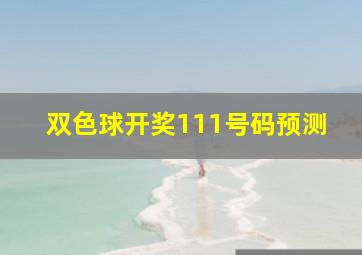 双色球开奖111号码预测