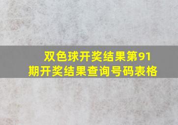 双色球开奖结果第91期开奖结果查询号码表格