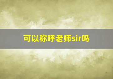 可以称呼老师sir吗