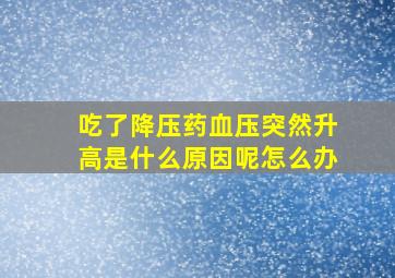 吃了降压药血压突然升高是什么原因呢怎么办