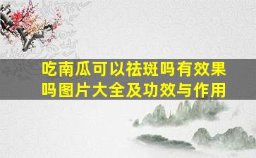 吃南瓜可以祛斑吗有效果吗图片大全及功效与作用