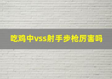 吃鸡中vss射手步枪厉害吗