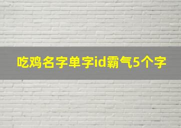 吃鸡名字单字id霸气5个字