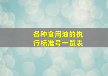 各种食用油的执行标准号一览表