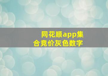 同花顺app集合竞价灰色数字