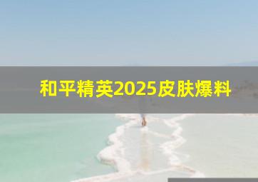 和平精英2025皮肤爆料