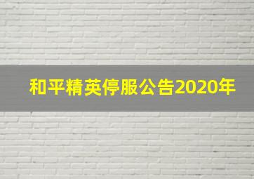 和平精英停服公告2020年