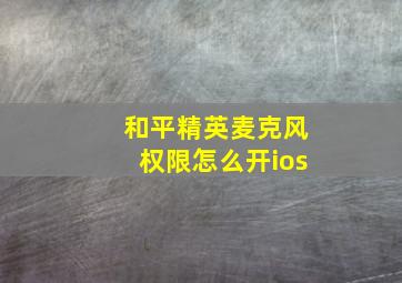 和平精英麦克风权限怎么开ios