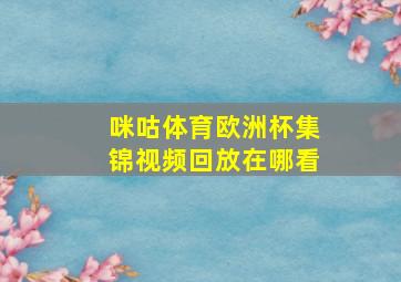 咪咕体育欧洲杯集锦视频回放在哪看