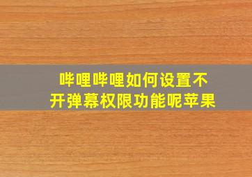 哔哩哔哩如何设置不开弹幕权限功能呢苹果