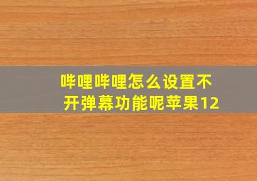 哔哩哔哩怎么设置不开弹幕功能呢苹果12