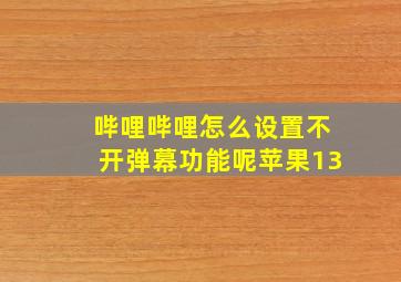 哔哩哔哩怎么设置不开弹幕功能呢苹果13