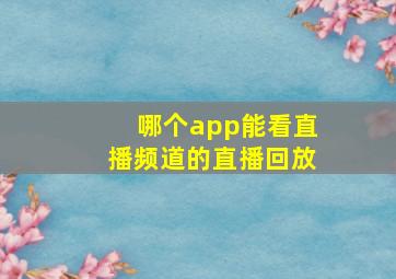 哪个app能看直播频道的直播回放