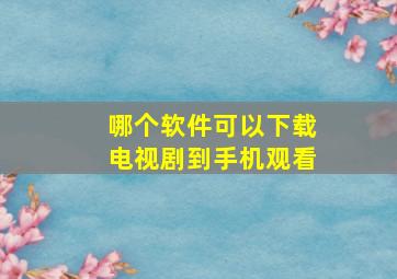 哪个软件可以下载电视剧到手机观看