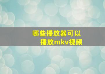 哪些播放器可以播放mkv视频