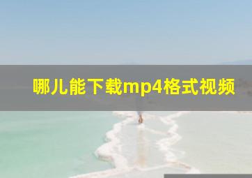 哪儿能下载mp4格式视频