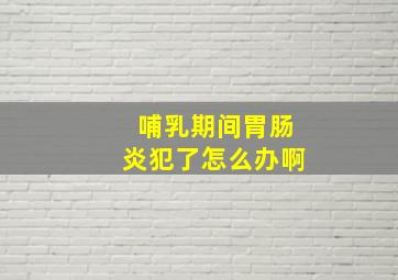 哺乳期间胃肠炎犯了怎么办啊