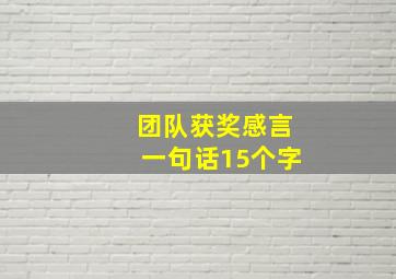 团队获奖感言一句话15个字