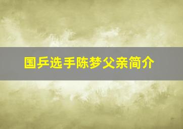 国乒选手陈梦父亲简介