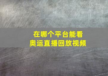 在哪个平台能看奥运直播回放视频