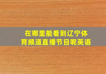 在哪里能看到辽宁体育频道直播节目呢英语