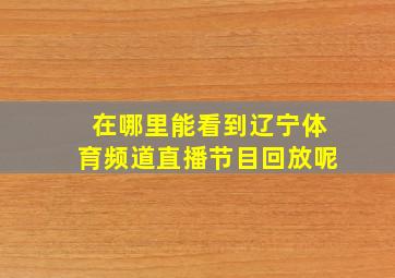 在哪里能看到辽宁体育频道直播节目回放呢