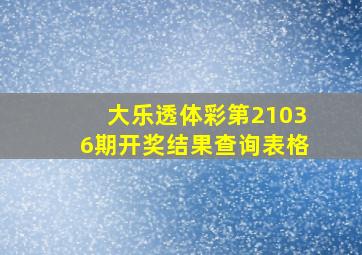 大乐透体彩第21036期开奖结果查询表格