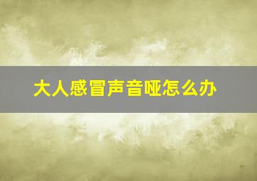 大人感冒声音哑怎么办