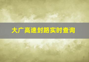 大广高速封路实时查询