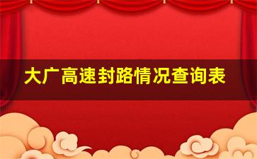 大广高速封路情况查询表