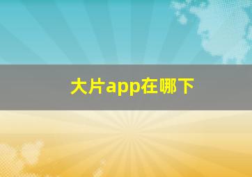 大片app在哪下